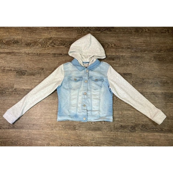 Wallflower The Dreamer Fit Button Up Denim Jacket Hoodie Size M - Picture 6 of 10